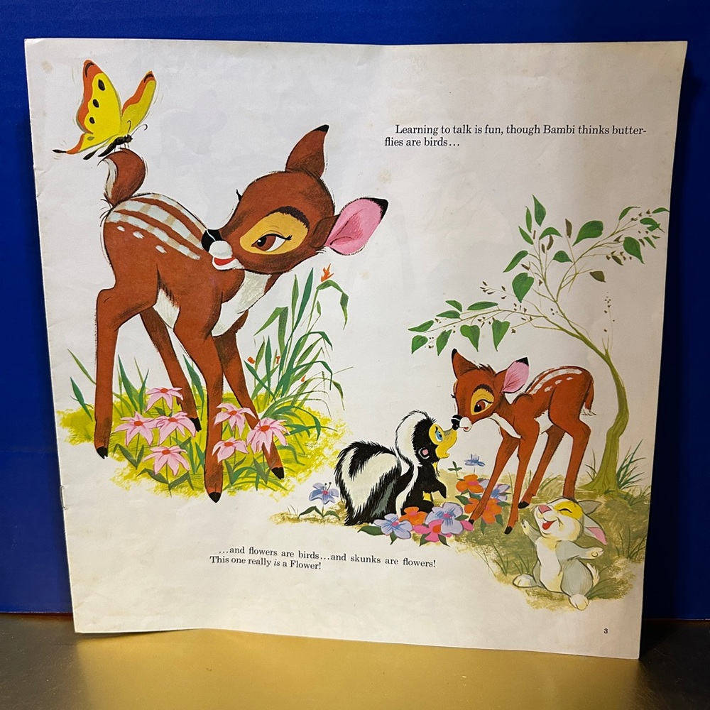 Disney Bambi Vintage Bambi Illustrations From Disneyland Vinyl Record 12”x12”